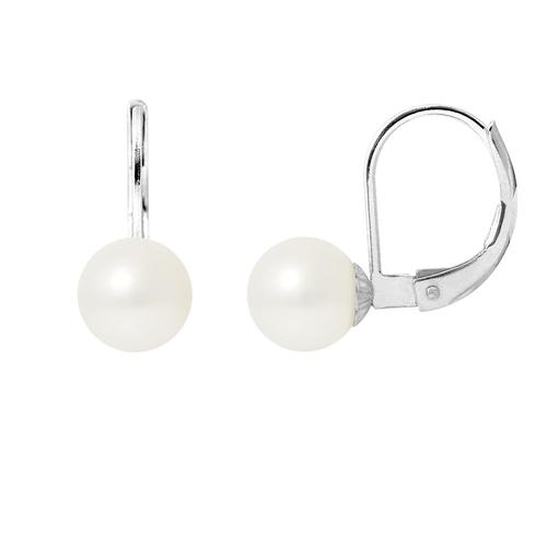 Boucles D'oreilles Perles De Culture Blanche Et Or Blanc 375/1000 - Joaillerie Bps K304 W Ob Unique
