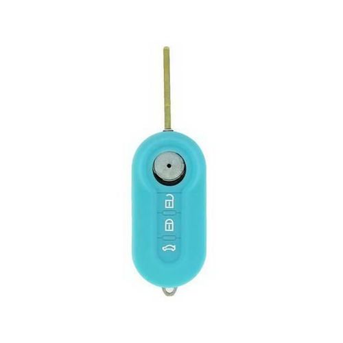 Housse De Cle En Silicone 2 Boutons Bleue Pour Fiat