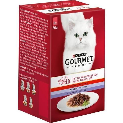 Mon Petit Au Veau. Au Boeuf. A L'agneau - Sachets Fraicheur - Pour Chat Adulte - 6 X 50 G