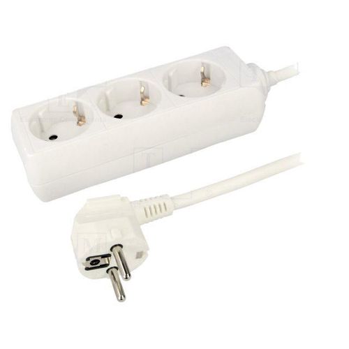 Multiprise blanche avec rallonge 1.4m - parafoudre - 3 prises 230VAC 16A - ADNAuto