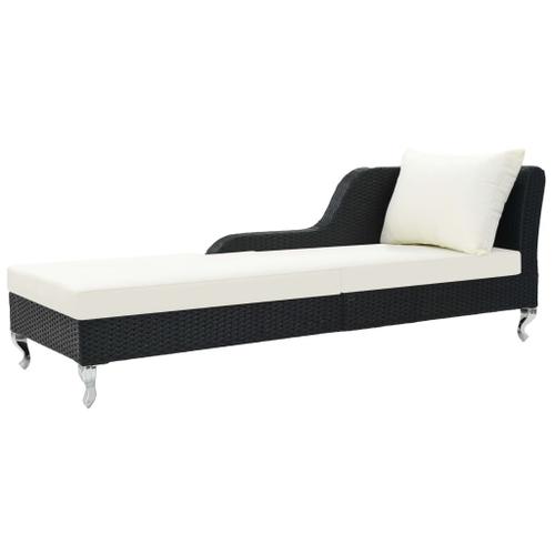 Chaise Longue Avec Coussin Résine Tressée Noir