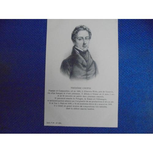 Carte Postale De Frédéric Chopin, Pianiste Et Compositeur, Né En 1903 À Zélazowa, Près De Varsovie