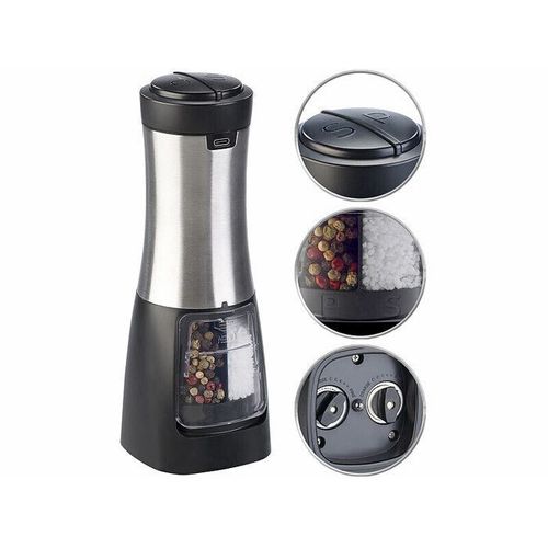 Moulin À Sel Et À Poivre Rechargeable Avec Deux Compartiments ? Acier Inoxydable