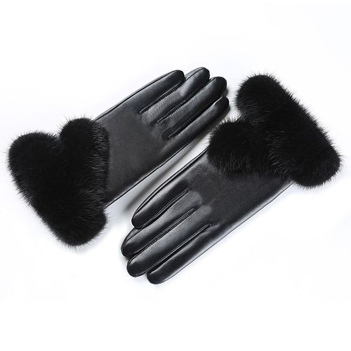 Gants En Fourrure De Vison Pour Femmes Gants En Cuir De Mouton Véritable Écran Tactile Mitaines De Luxe Chaudes Pour Femmes Hiver S2433