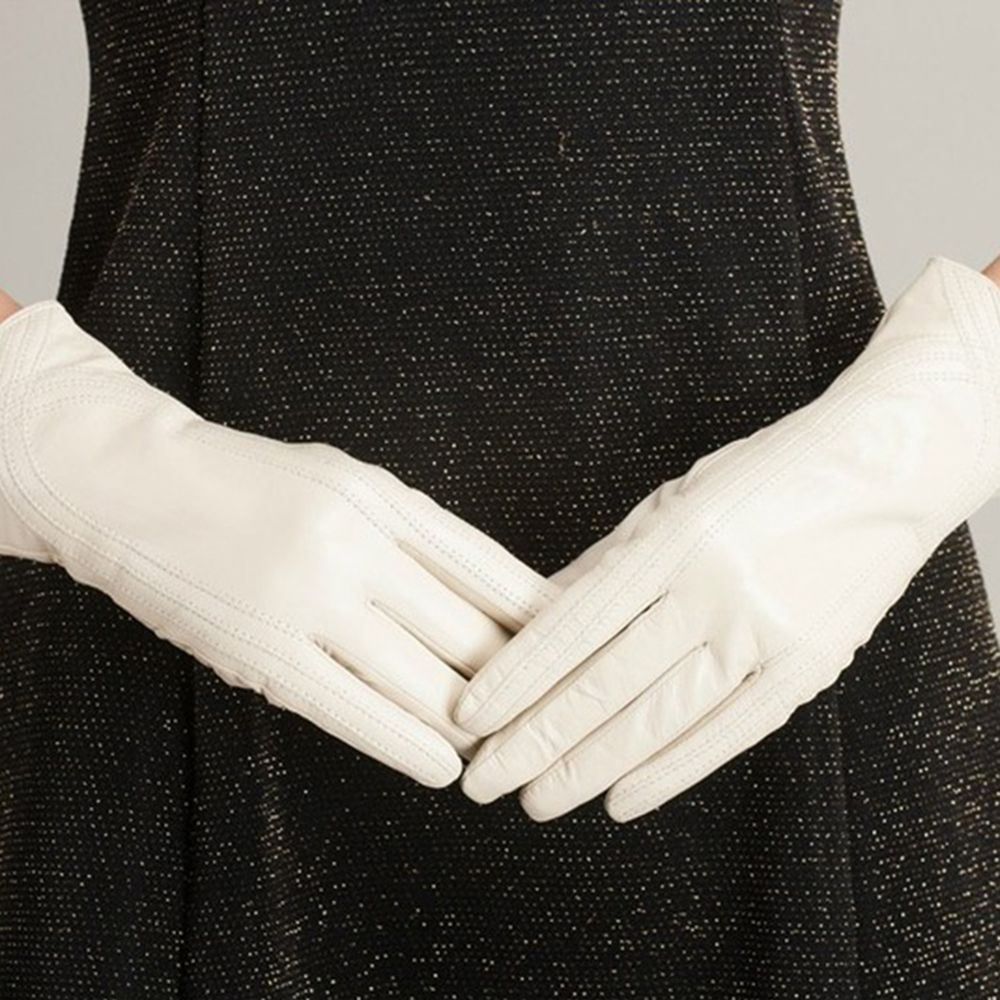 Gants En Cuir De Mouton Véritable Pour Femmes Gants Chauds Pour Dames Peau D'agneau Faits À La Main Mode Hiver S2109