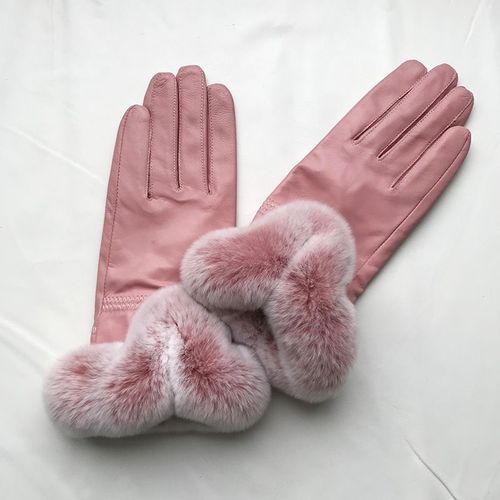 Gants En Fourrure De Lapin Rex Pour Femmes Cuir Véritable Mitaines Pour Femmes Mode D'hiver S2684