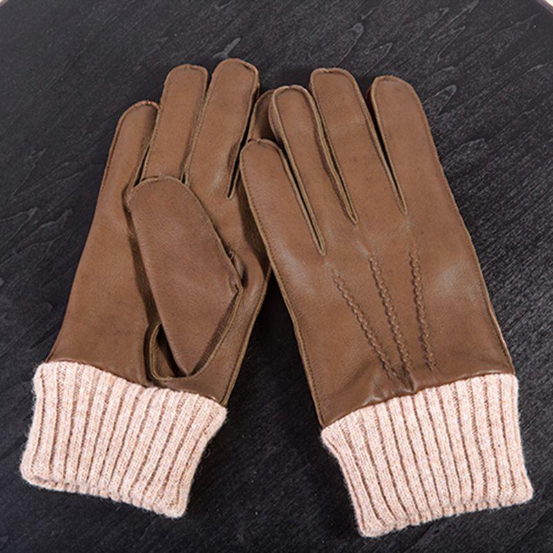 Gants En Cuir De Mouton Vritable Pour Hommes Mitaines De Co...