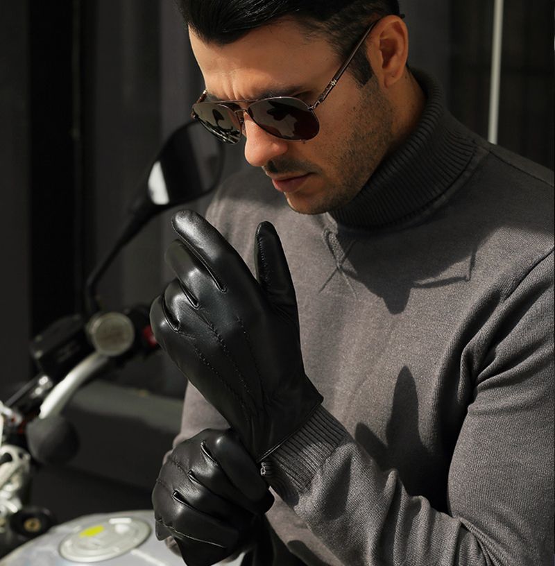 Gants En Peau De Mouton Vritable  La Mode Pour Hommes Gant... - 5