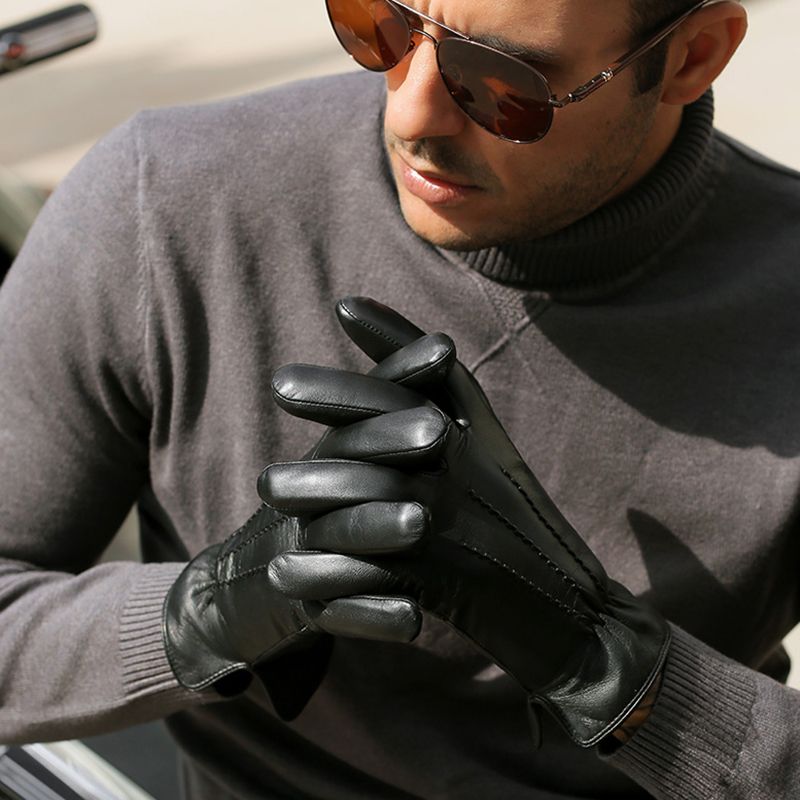Gants En Peau De Mouton Vritable  La Mode Pour Hommes Gant... - 6