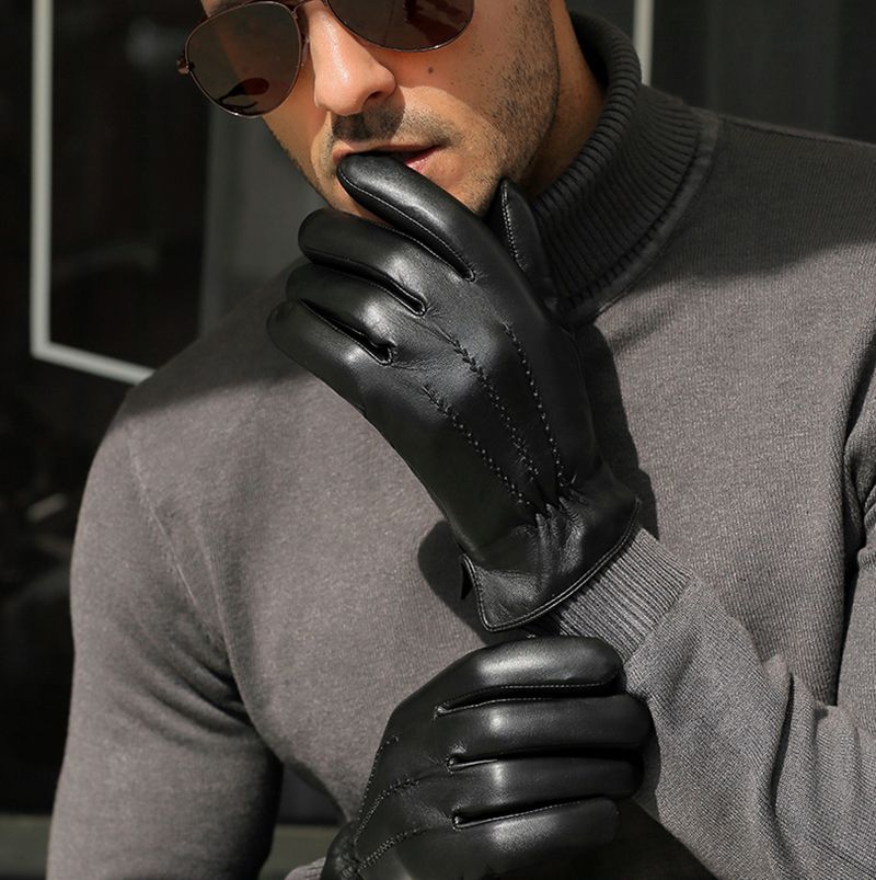Gants En Peau De Mouton Vritable  La Mode Pour Hommes Gant... - 7