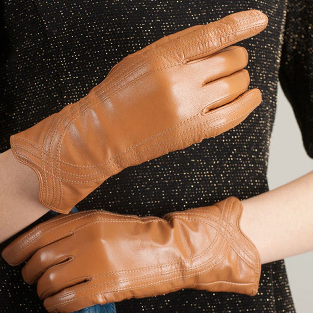 Gants En Cuir De Mouton Vritable Pour Femmes Gants Chauds P... - 7