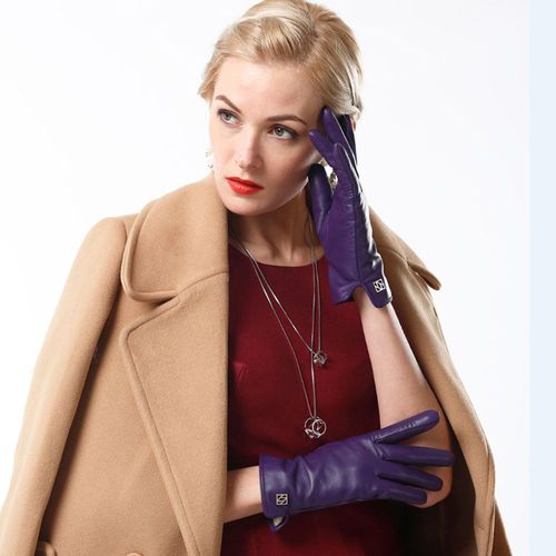 Gants En Cuir De Mouton Véritable Pour Femmes Élégants Et À La Mode En Cuir D'agneau Chaud Faits À La Main Luxueux Hiver S2110