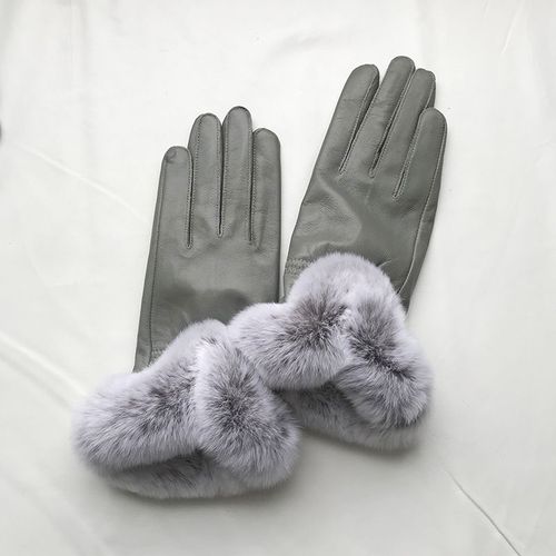 Gants En Fourrure De Lapin Rex Pour Femmes Cuir Véritable Mitaines Pour Femmes Mode D'hiver S2684