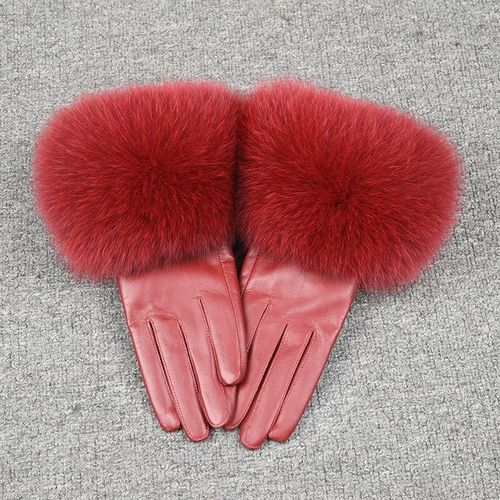 Gants En Cuir Véritable Pour Femmes Gants En Peau De Mouton Véritable Et En Fourrure De Renard Style Tendance S7200 Nouvelle Arrivée