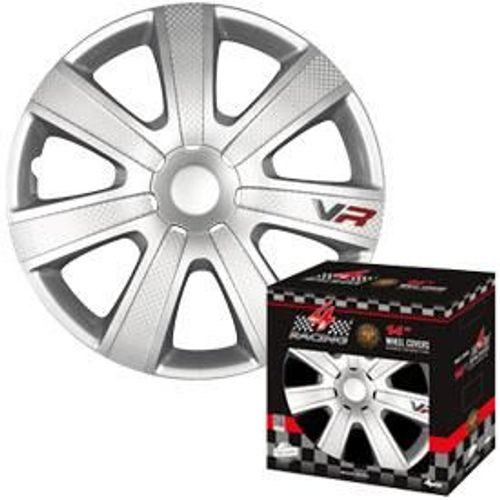 4 Enjoliveurs 13p Carbon Look - Silver - 4racing