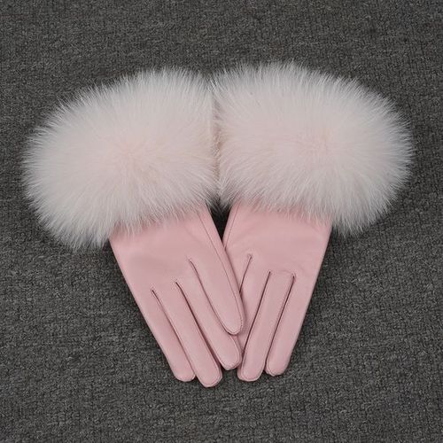 Gants En Cuir Véritable Pour Femmes Gants En Peau De Mouton Véritable Et En Fourrure De Renard Style Tendance S7200 Nouvelle Arrivée