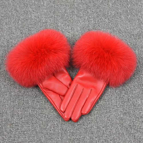 Gants En Cuir Véritable Pour Femmes Gants En Peau De Mouton Véritable Et En Fourrure De Renard Style Tendance S7200 Nouvelle Arrivée