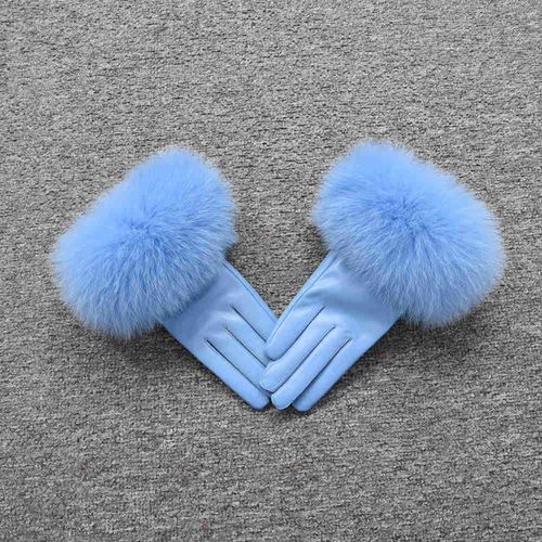 Gants En Cuir Véritable Pour Femmes Gants En Peau De Mouton Véritable Et En Fourrure De Renard Style Tendance S7200 Nouvelle Arrivée