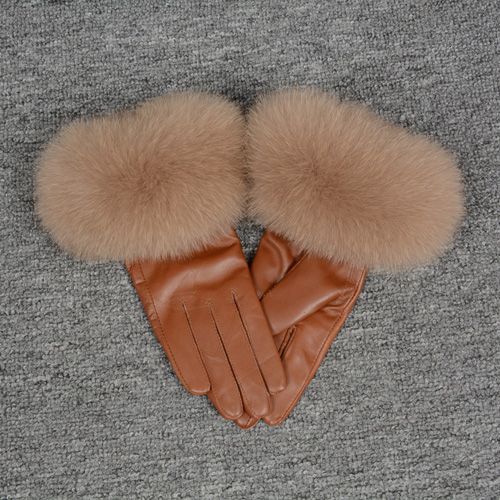 Gants En Cuir Véritable Pour Femmes Gants En Peau De Mouton Véritable Et En Fourrure De Renard Style Tendance S7200 Nouvelle Arrivée
