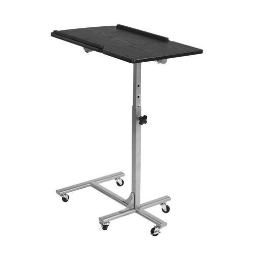 Table De Lit Amalthea - Structure En Metal - Hauteur Et Inclinaison Reglables - Coloris Noir Et Argent