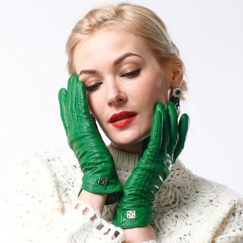 Gants En Cuir De Mouton Véritable Pour Femmes Gants Chauds Pour Dames Peau D'agneau Faits À La Main Mode Hiver S2109