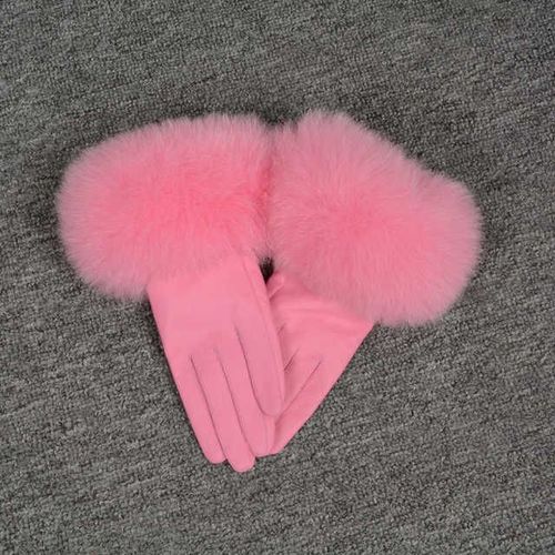 Gants En Cuir Véritable Pour Femmes Gants En Peau De Mouton Véritable Et En Fourrure De Renard Style Tendance S7200 Nouvelle Arrivée