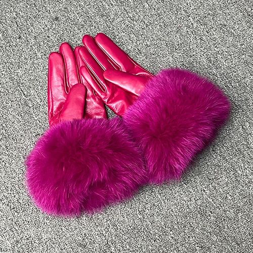 Gants En Cuir Véritable Pour Femmes Gants En Peau De Mouton Véritable Et En Fourrure De Renard Style Tendance S7200 Nouvelle Arrivée