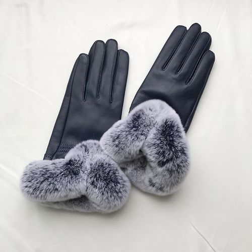 Gants En Fourrure De Lapin Rex Pour Femmes Cuir Véritable Mitaines Pour Femmes Mode D'hiver S2684