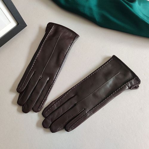 Gants D'hiver En Peau De Chèvre Véritable Pour Femmes Cuir Peau De Mouton Coupe-Vent Thermique Conduite Femme L2861 2024
