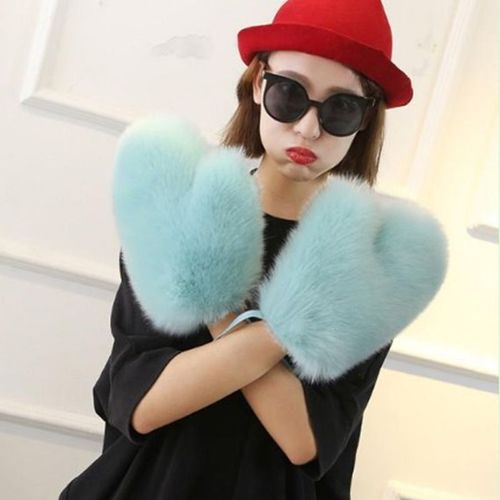 Gants En Fausse Fourrure Pour Femmes Écologiques Mitaines En Fourrure De Renard Artificielle Chauffe-Mains En Peluche Mignon Mode D'hiver S2474