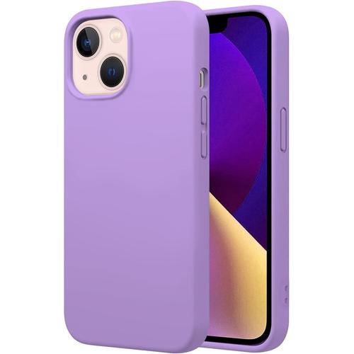 Coque Compatible Avec Iphone 13 Mini 5.4"" Étui Rigide Lilas Silicone Liquide Premium Doux Doublure Intérieure Microfibre Protège L'appareil Photo Antidérapant Résistant