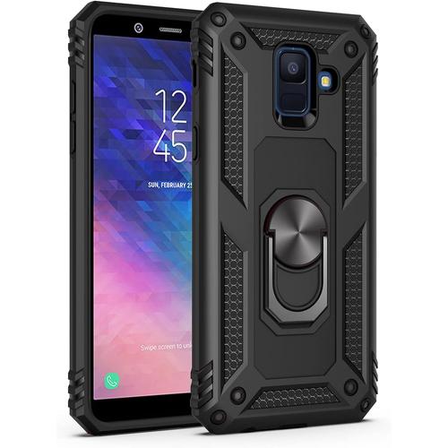 Cas De Couverture For Samsung Galaxy A6 Plus 2018/J8 2018 Case Mobile Avec Porte Bague Magnétique Protection Antichoc For Samsung Galaxy A6 Plus 2018/J8 2018 Color Black