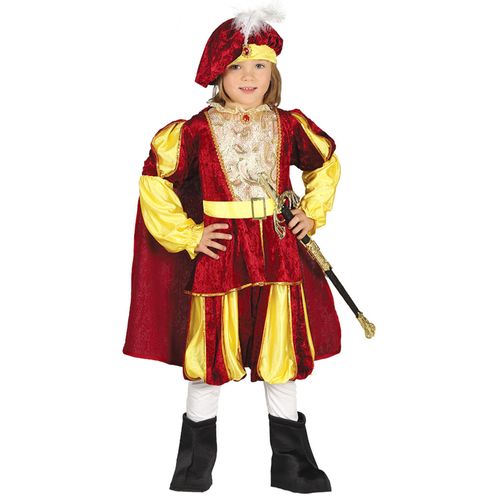 Déguisement Roi Velours Rouge Et Jaune Garçon 7 À 9 Ans (125-135 Cm)