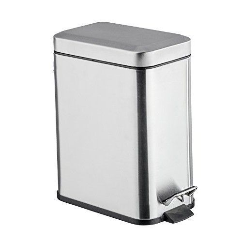 Poubelle à pédale carrée pour salle de bain en acier inox 5 litres mat WENKO
