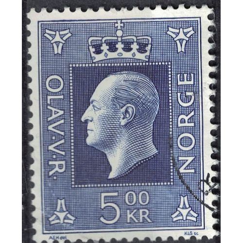 Norvège 1970 Oblitéré Rond Used King Olav V Roi 5 Kr Bleu Violet Su