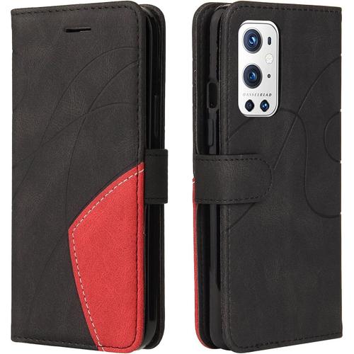 Coque Pour Oneplus 9 Pro Cuir Synthétique Deux Couleurs Portefeuille Résistant Aux Chocs Avec Support Fente Pour Carte Boucle Magnétique Pour Oneplus 9 Pro De 17 Cm Noir