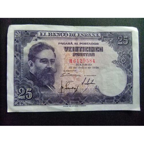 España 25 Pesetas Isaac Albeniz H6129584 Madrid 22/6/1954 Como Nuevo