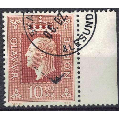 Norvège 1970 Oblitéré Rond Used King Olav V Roi 10 Kr Bord De Feuille Su