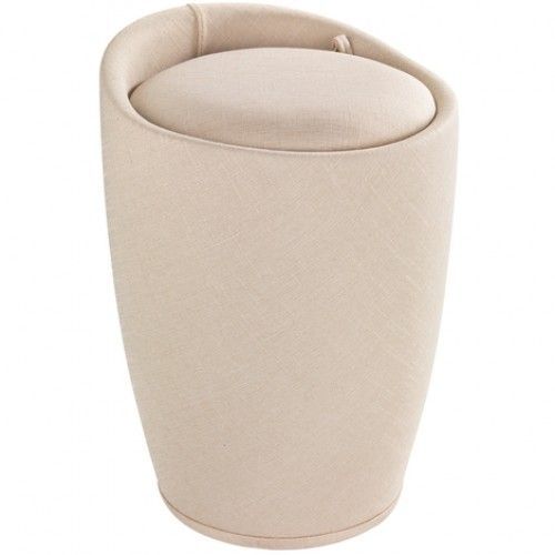 Tabouret/ bac à linge pour salle de bain - Candy - tissu - beige WENKO