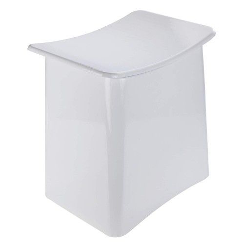 Tabouret/Panier à linge design pour salle de bain - ABS blanc WENKO