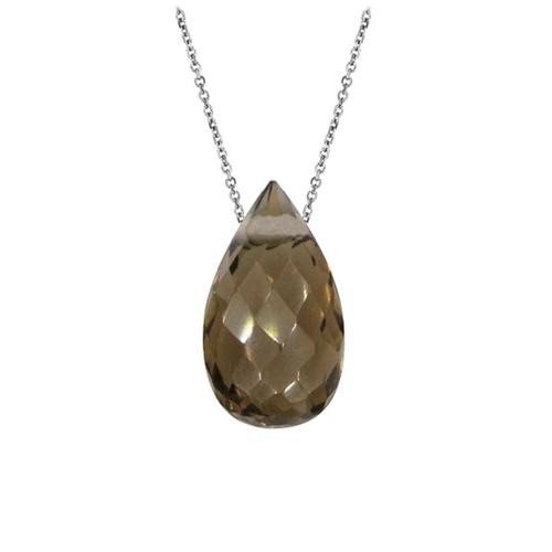 Les Trésors De Lily [Q6775] - Collier Argent 'meghan' Quartz Fumé Argenté (Rhodié) - 15x8 Mm