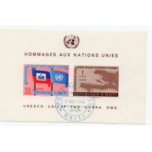 Haïti- Bloc Feuillet Oblitéré- 1er Jour- Hommage Aux Nations Unies