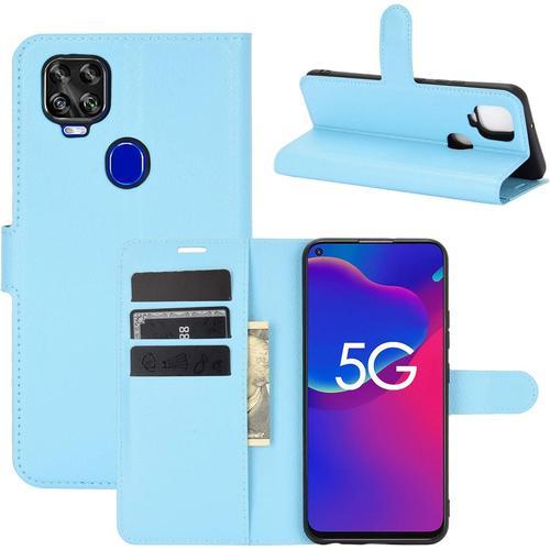 Coque Pour Zte Axon 11 Se 5g, Stand Pour Téléphone Portable/Avec Emplacements Pour Cartes De Crédit/Couvercle De Fermeture Magnétique,Pour Zte Axon 11 Se 5g Housse Bleu