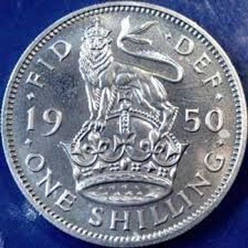 Grande Bretagne = Pièce De One Shilling De 1950, Lion Debout Sur Une Couronne, En Nickel.