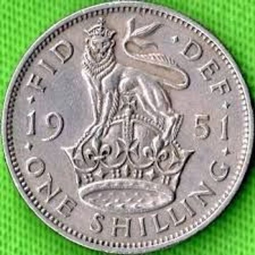 Grande Bretagne = Pièce De Monnaie De One Shilling, Année 1951, Lion Sur Couronne