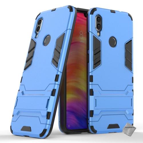 Housse Etui Coque Rigide Anti Choc Pour Xiaomi Redmi Note 7 + Film Ecran - Bleu Clair