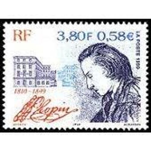 Timbre Oblitéré "150ème Anniversaire De La Mort De Chopin"