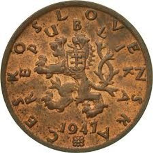 Tchecoslovaquie = Pièce De Monnaie De 50 Hellers, Année 1947, En Bronze, Lion Au Blason