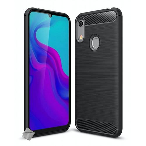 Housse Etui Coque Silicone Gel Carbone Pour Huawei Y6 (2019) + Verre Trempe - Noir