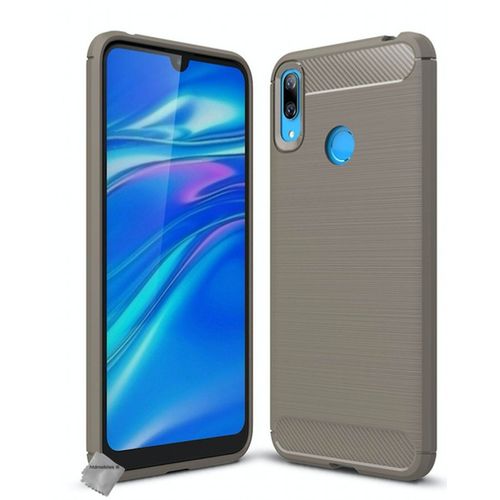 Housse Etui Coque Silicone Gel Carbone Pour Huawei Y7 (2019) + Verre Trempe - Gris